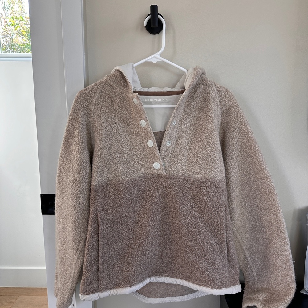 Outdoor Voices Cream and Brown Teddy Jacket